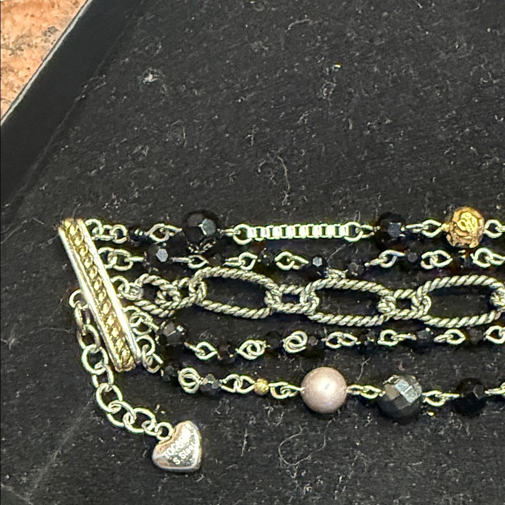Tocara Elegant Silver, Gold, Black and Grey 5 Row Chain Bracelet! - Picture 2 of 11